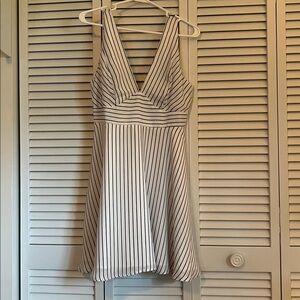 Black and white striped a-line dress